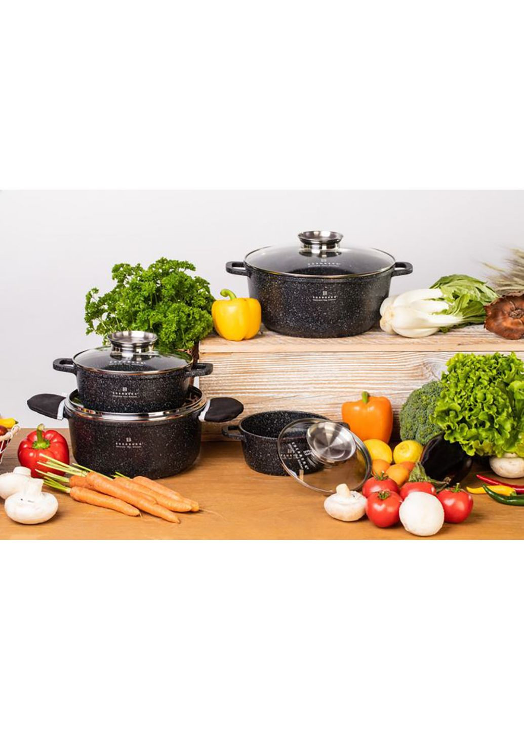 Набор посуды с мраморным покрытием 8 предметов EB-8142 Edenberg (361854613)