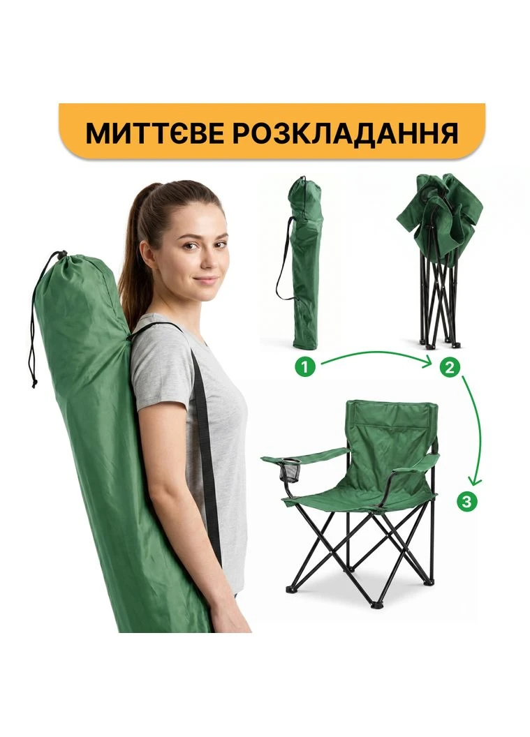 Комплект туристический - стол Camp M 59х59х38 см и 2 кресла Lite Green LEOBRO (400917463)