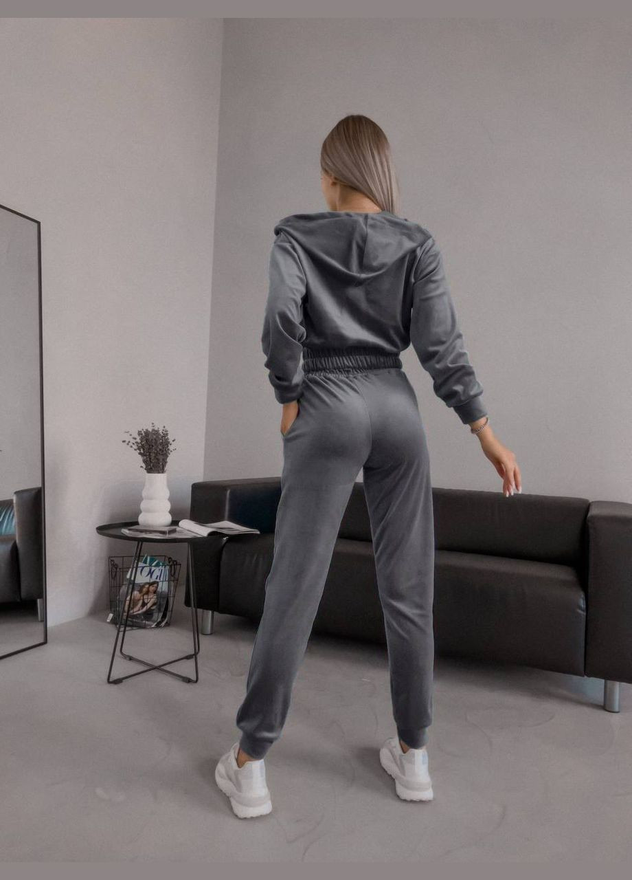 Велюровий костюм з укороченою кофтою на змійці Nositi 10364-12оля (316211089)