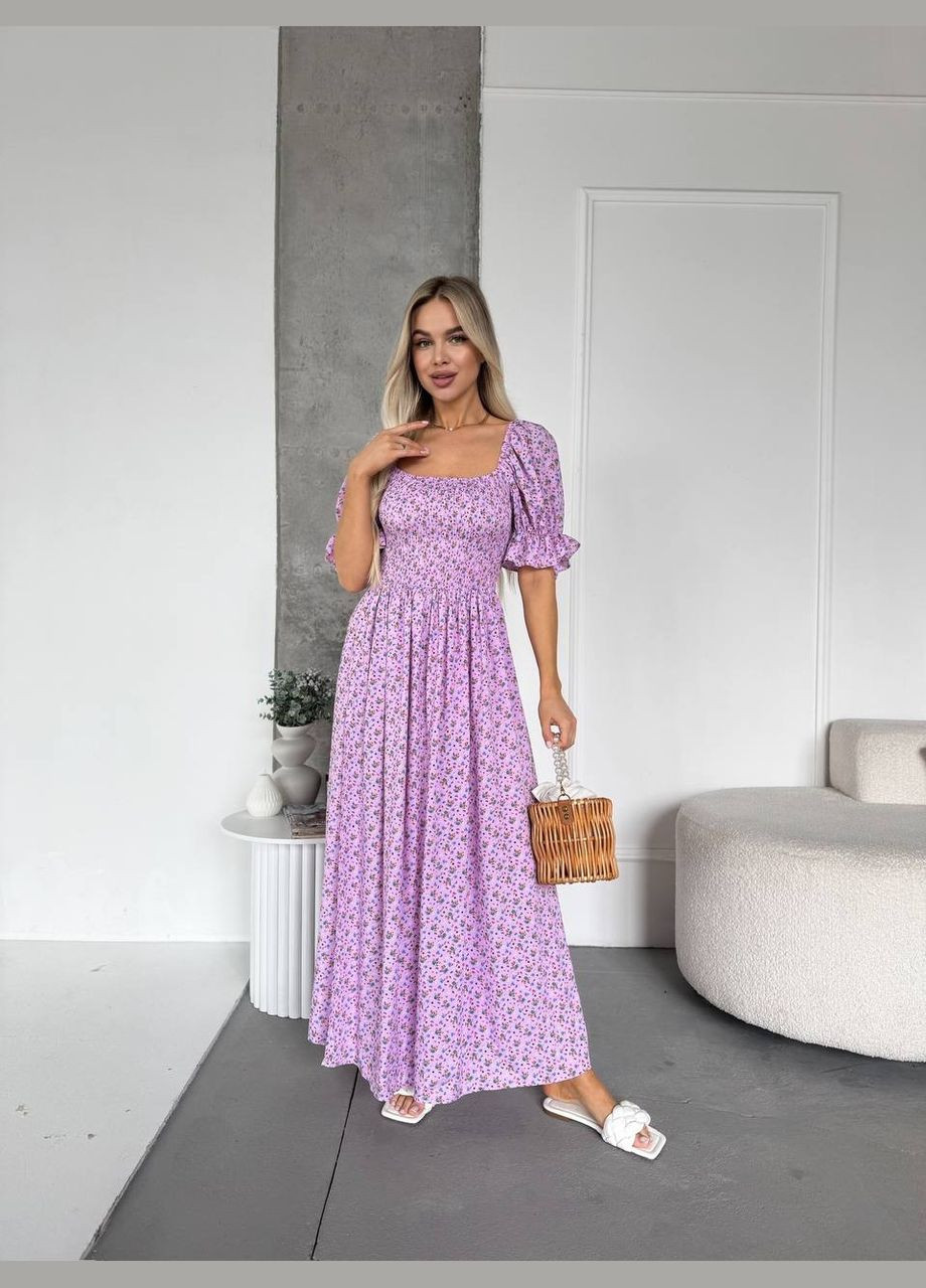 Светло-лиловое повседневный, вечернее, кэжуал женское платье FINO Mode в горошек