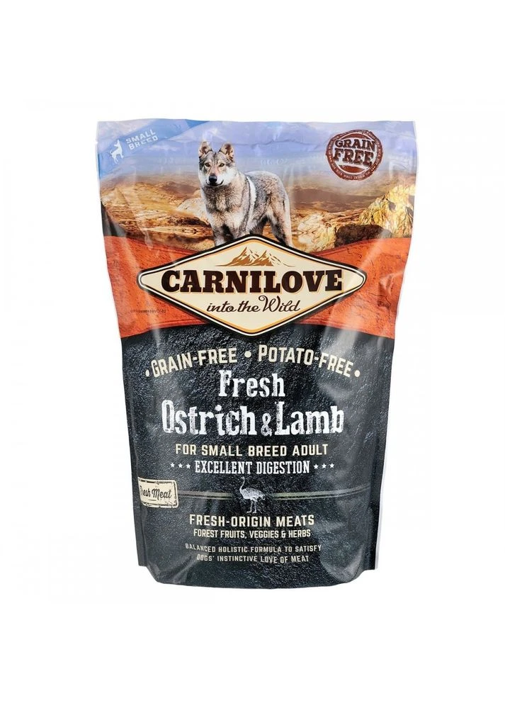 Сухой корм Fresh Ostrich and Lamb for Small Breed Dogs для взрослых собак мелких пород с страусом и ягненком 1 Carnilove (380388502)