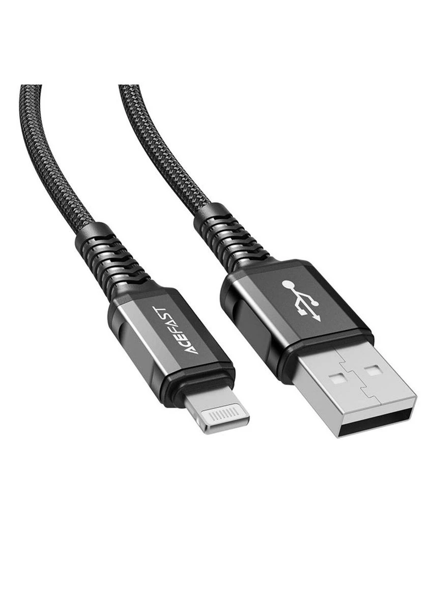 Кабель C102 USB to iP 2.4A, 1.2m, nylon, алюминиевые подключения, Black Acefast (302661885)