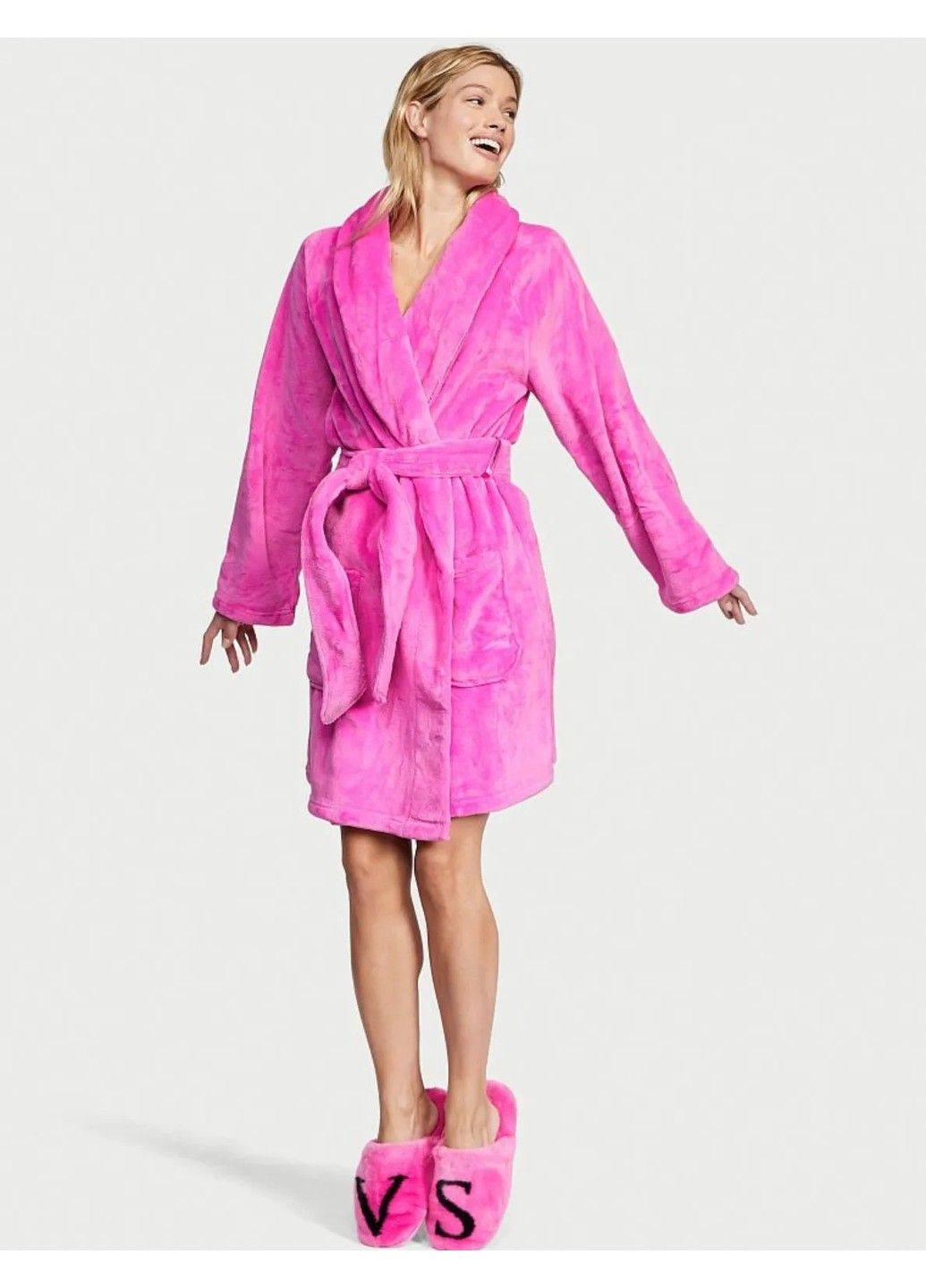Халат Short Cozy Robe Pink Victoria's Secret (328267515)