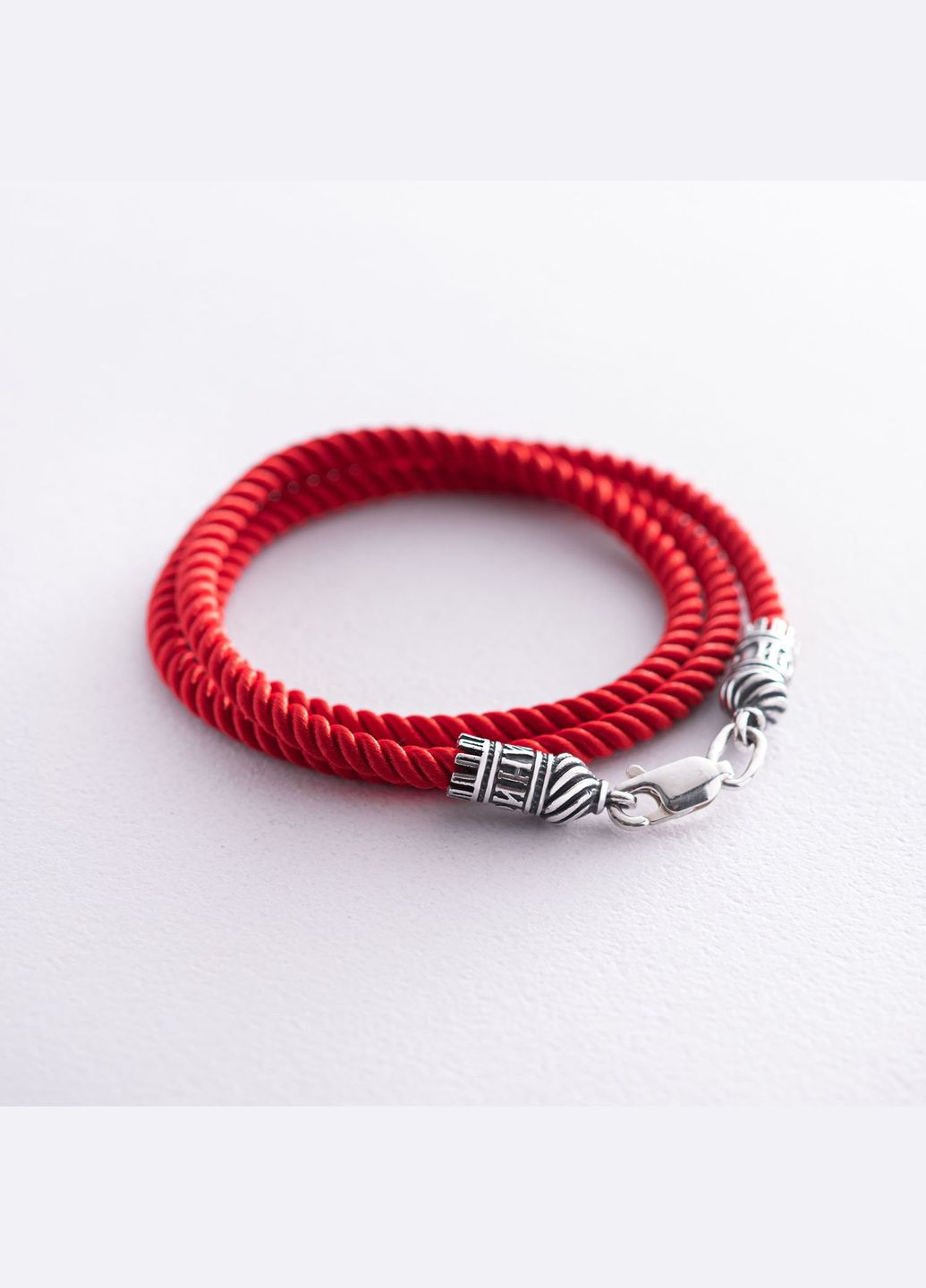 Шовковий червоний шнурок Спаси і збережи зі срібною застібкою (3 мм) 18434 50 Oniks (264024167)