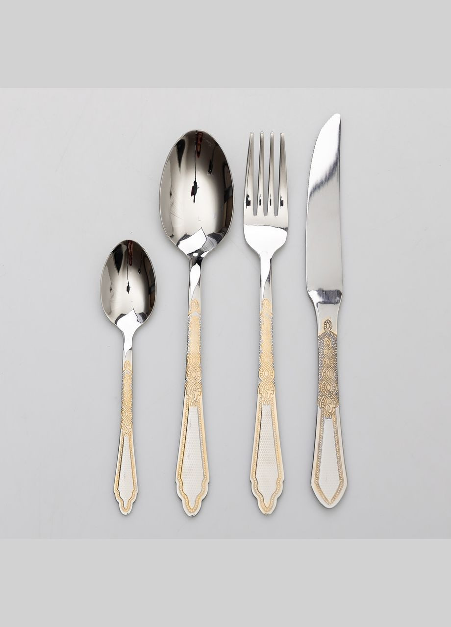 Набор столовых приборов на 6 персон с восточным орнаментом, хром с золотом Yiwu (325449590)