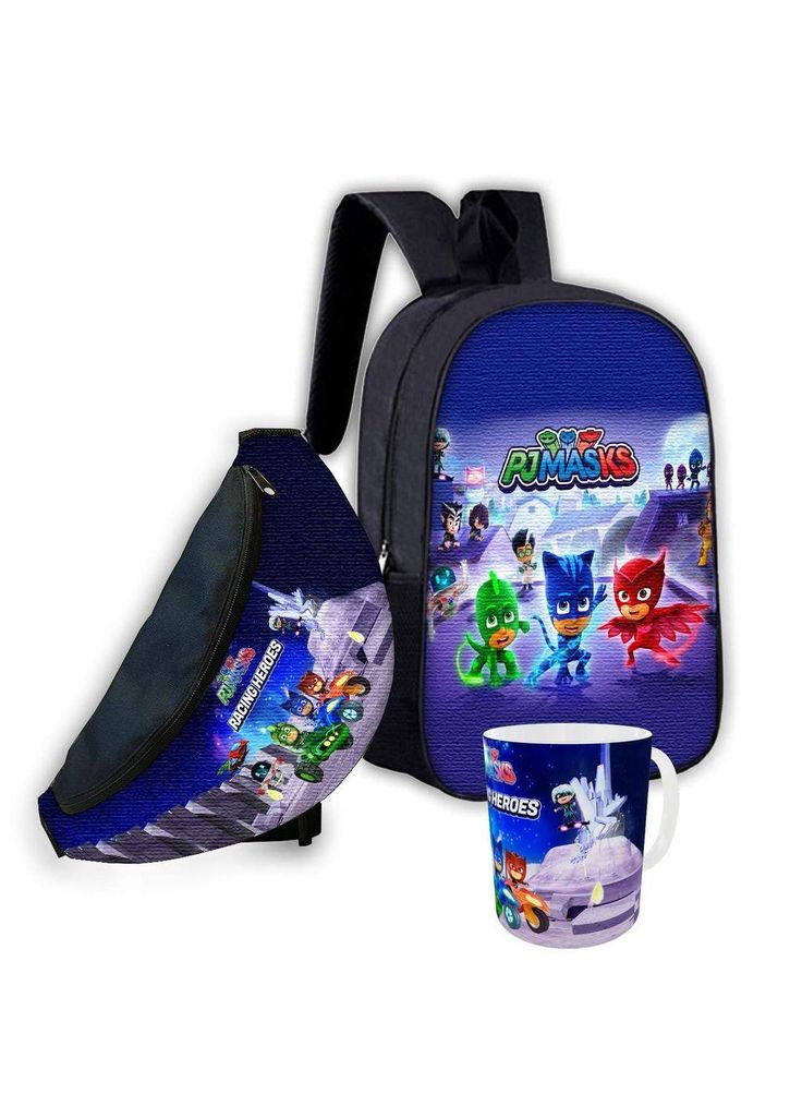 Набор детский Герои в Масках рюкзак 36х27см сумка-бананка, кружка с принтом для мальчика (1645) (1330569) Brand (373264705)