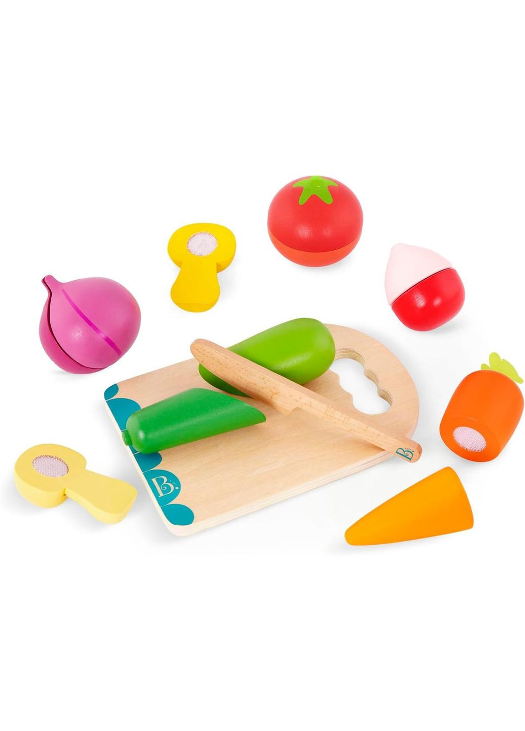 Деревянный набор «Овощи-половинки на липучках» B. toys - Chop n' Play Vegetables Battat (338425579)