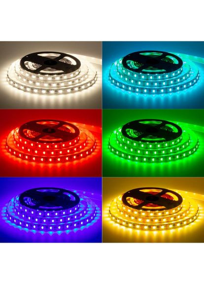 Светодиодная LED лента с клейким основанием 10мм 14,4 Вт/м 60 LED/м IP20 MTK-4in1-300RGB + W 5050-14,4 RGB (5м) MOTOKO (370268307)