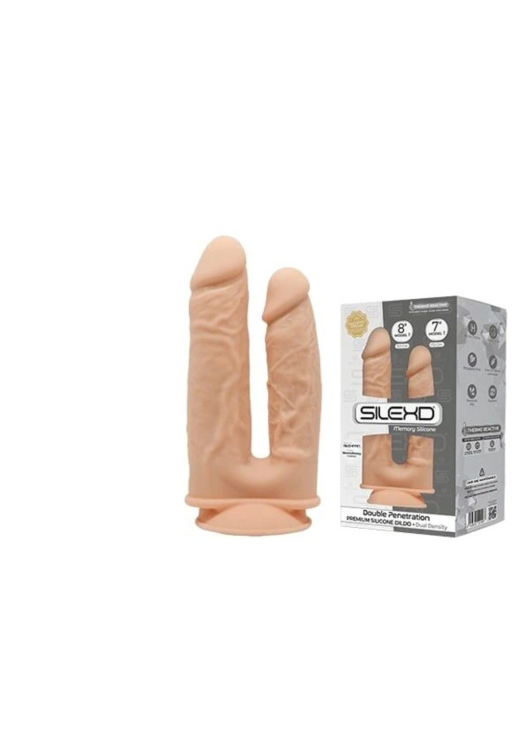 Фалоімітатор подвійний Double Gusto Flesh (Model 1 size 8" & 7"), двошаровий, силікон + Silex Silexd (298349451)