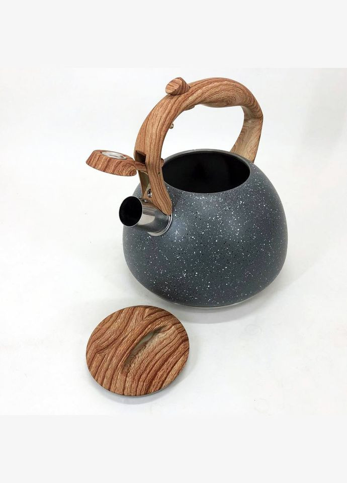 Чайник со свистком UN-5306 2,7л мрамор, для газовых плит, чайник нержавейка. Цвет: темно-серый Unique (364664672)