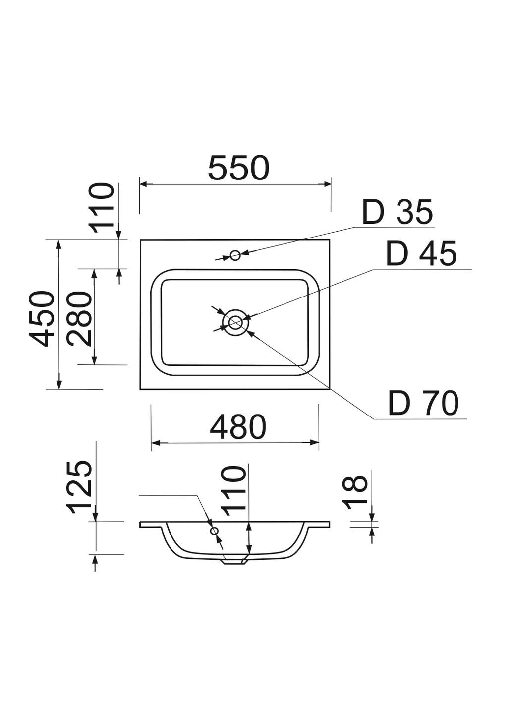 Раковина, умивальник FRATE, штучний камінь, прямокут. Adamant (365748631)