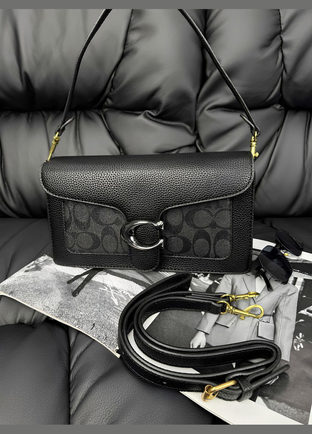 Сумка Коч Tabby Black эко черно-серый No Brand (322570071)