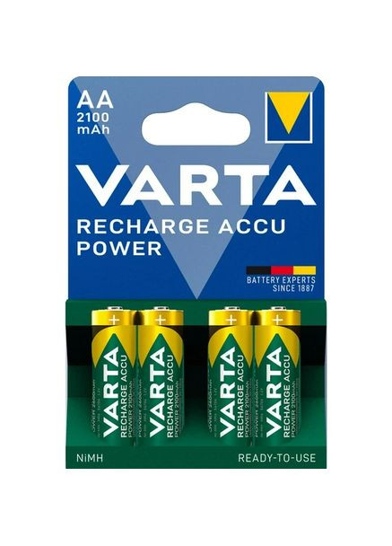 Аккумулятор RECHARGE ACCU POWER AA/HR6 1.2V 2100mAh (4шт) Varta (370624297)