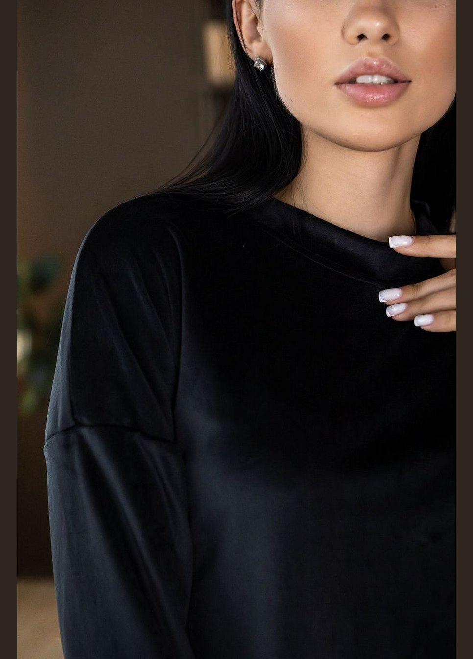 Черная всесезон пижама из велюра кофта + брюки MiaNaGreen Пч1500 black