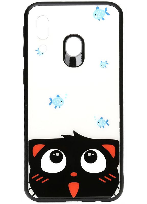 Чехолнакладка Cartoon Print Glass Case Samsung Galaxy M20 Cat and fish Toto (301784358)