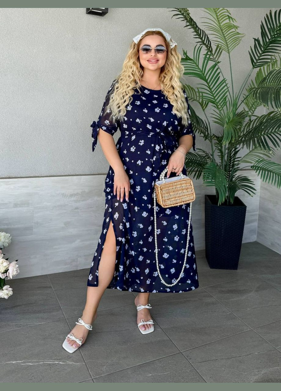Синя вишукана та ніжна сукня з квітковим принтом Україна з квітковим принтом