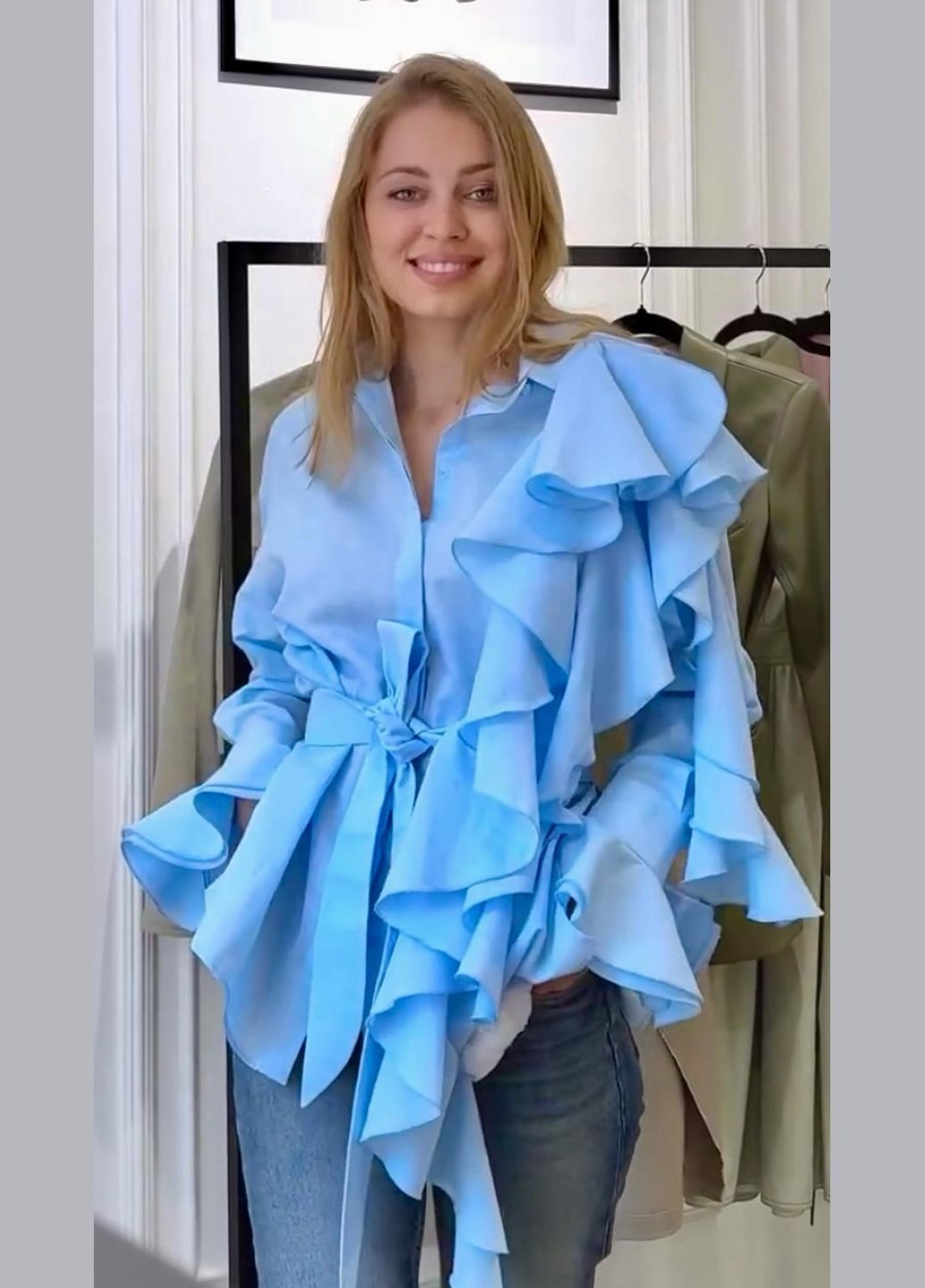 Голубой кэжуал рубашка ALNEST