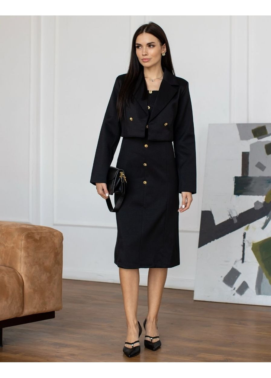 Черное твидовий костюм черний 111776 черный No Brand