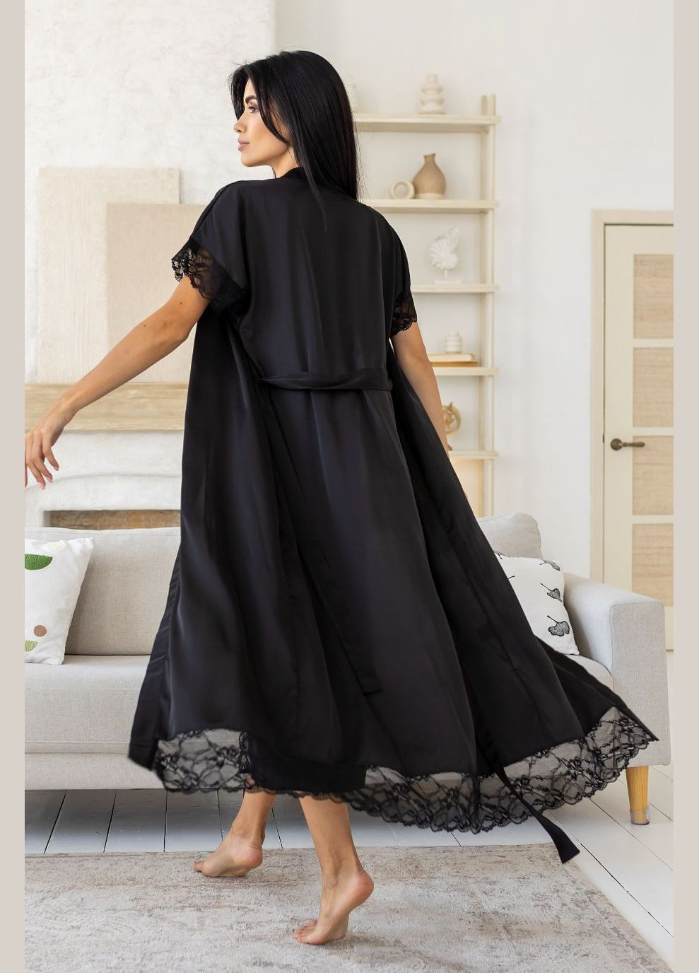 Комплект для дома длинный женский Кч131н Черный MiaNaGreen (306553334)