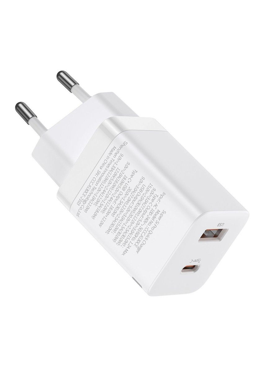 Блок для зарядки Super Si Pro Quick Charger C+U 30W EU White Baseus (367724540)