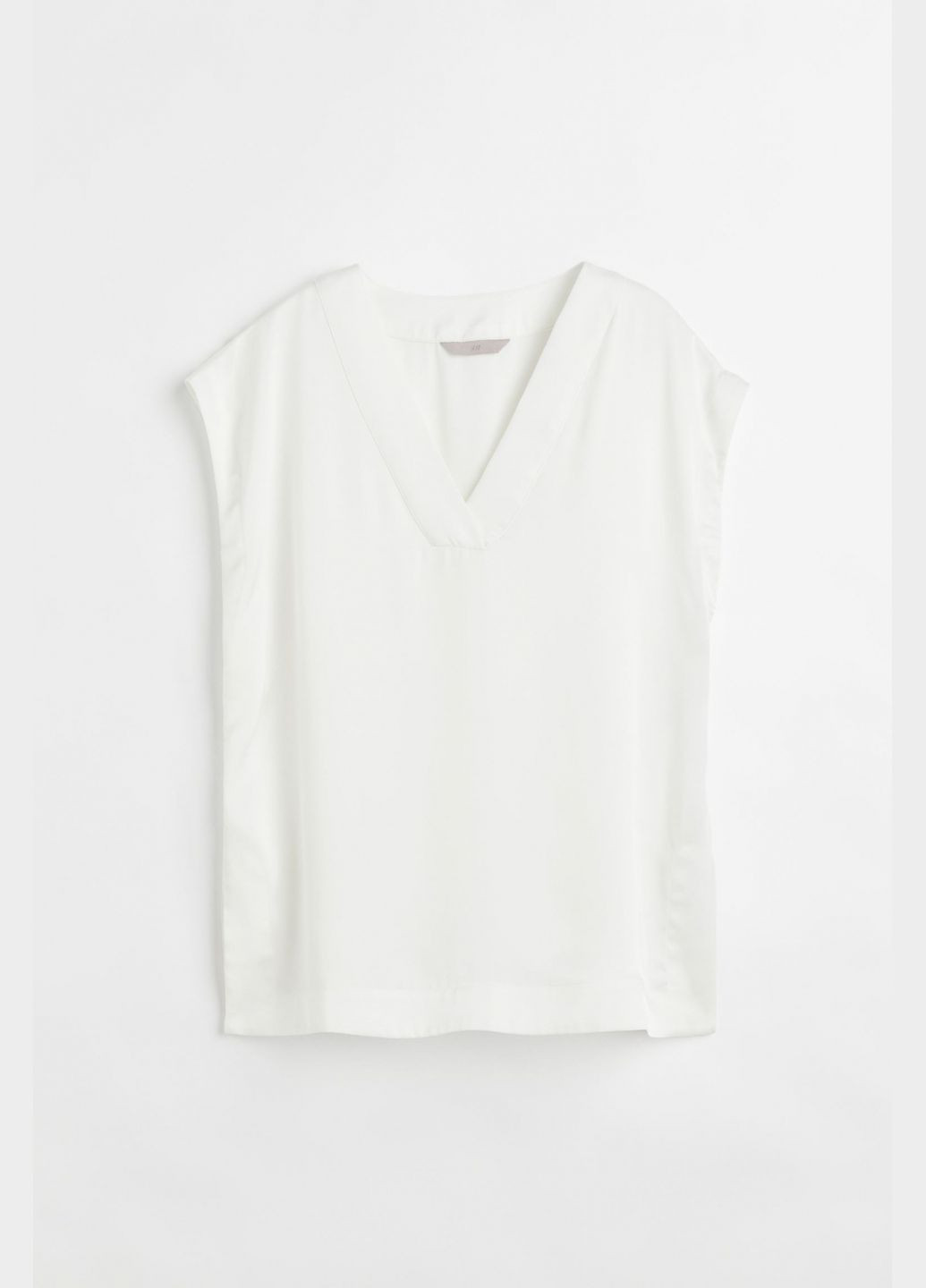 Белая демисезонная блузка атласная с боковыми разрезами для женщины 1066710-001 H&M