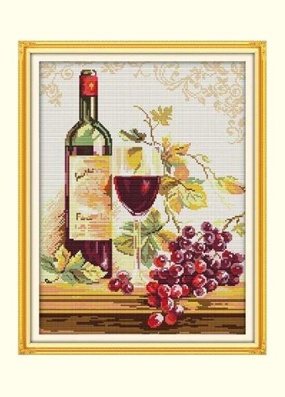 Набір для вишивання за нанесеною на канву схемою "Grapes and Wine 2". AIDA 14CT printed, 34*43 см Joy Sunday (313612770)