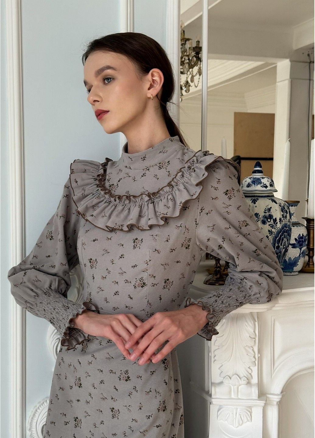 Серое праздничный, повседневный платье фланелевое El'dress