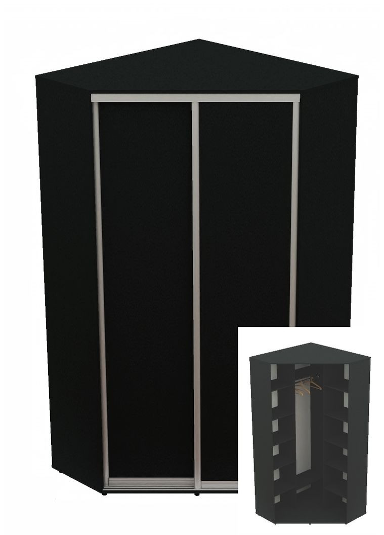 Шафа-купе дводверна 120*120*240 см Антрацит 2 двері ДСП Кут-2 Алекса (360430061)