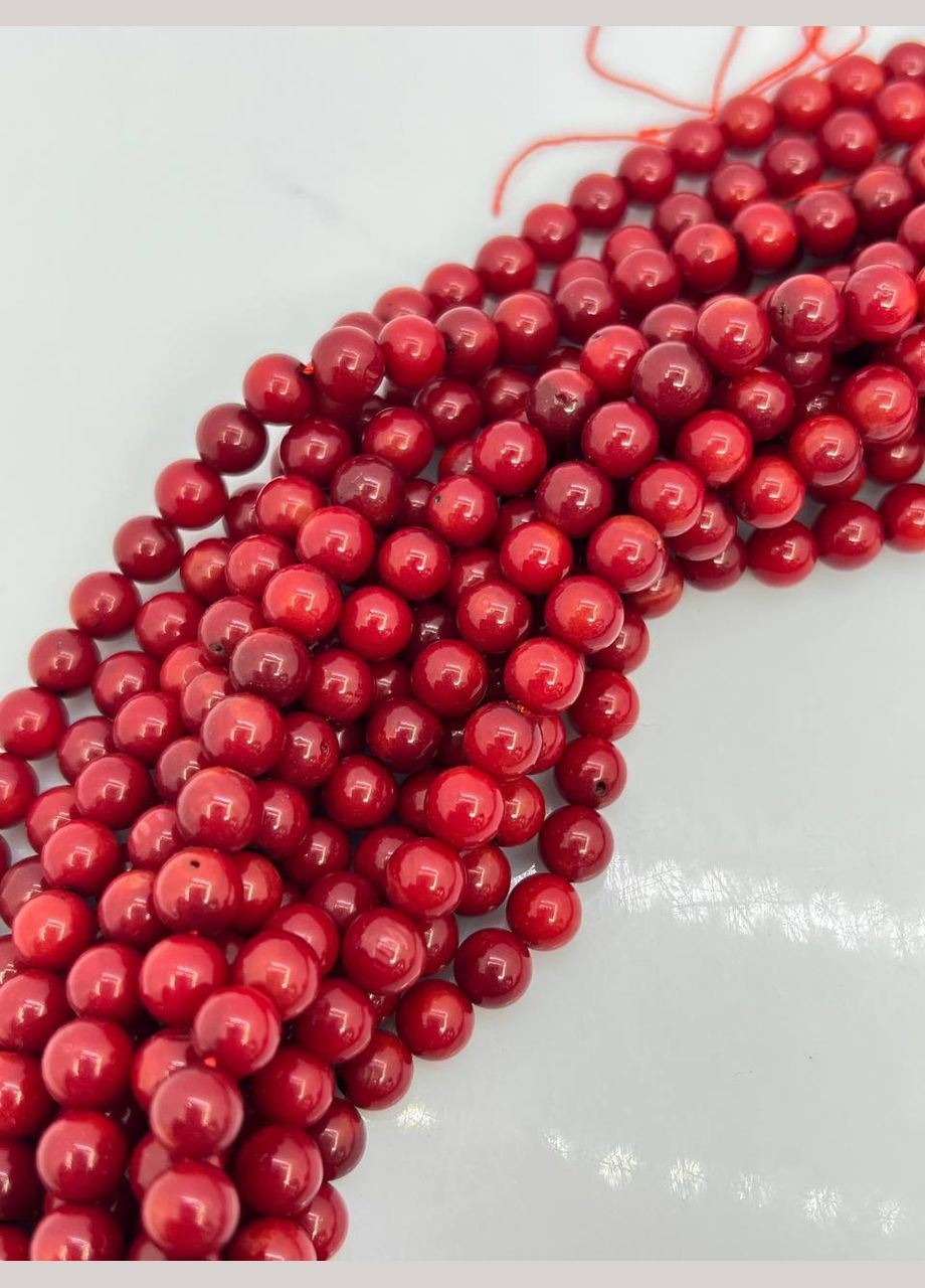 Корал на нитці без замка 7 мм 40 см Червоний 11545 No Brand (315343368)