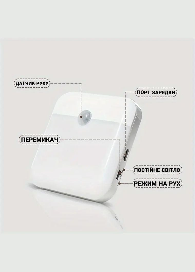 Светильник беспроводной с датчиком движения аккумуляторный квадратный теплый белый UKC (302675348)