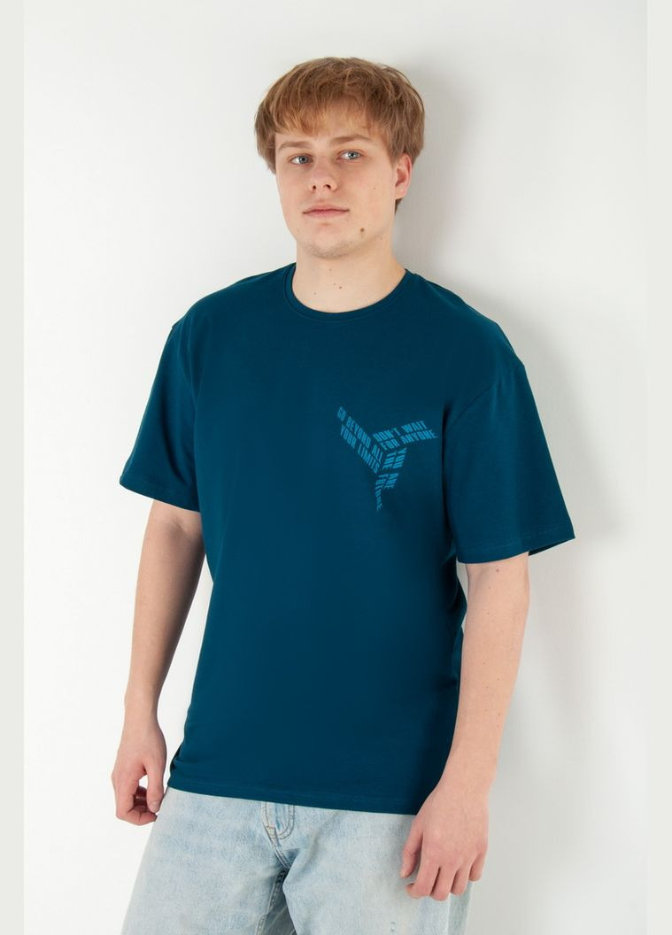 Темно-бірюзова футболка чоловіча 08-2613-83н Авекстекс