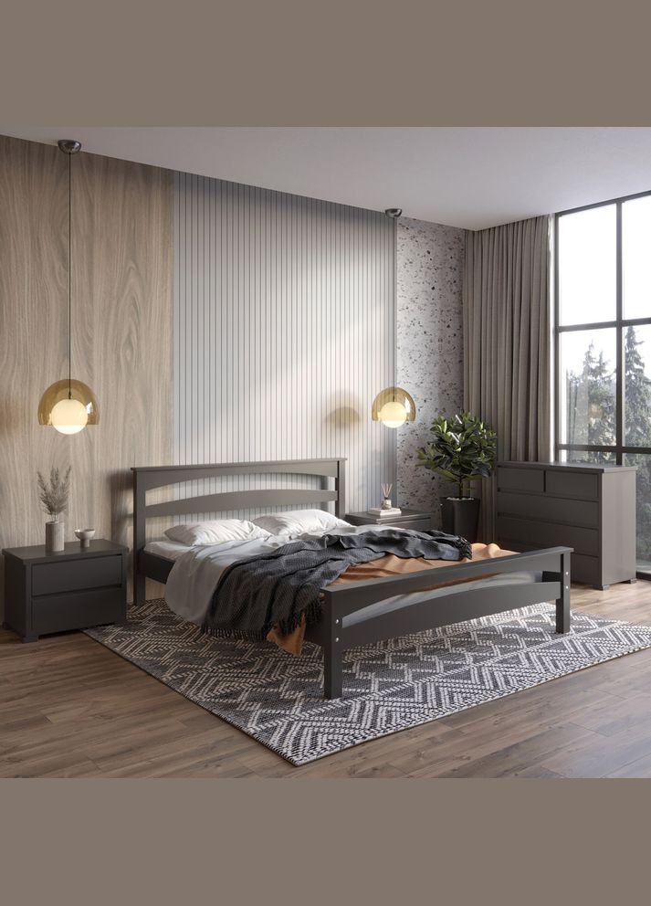 Полуторная деревянная кровать Чикаго Сити (RAL9011) 120х200 см (MBG-9978) Mebigrand (366085714)