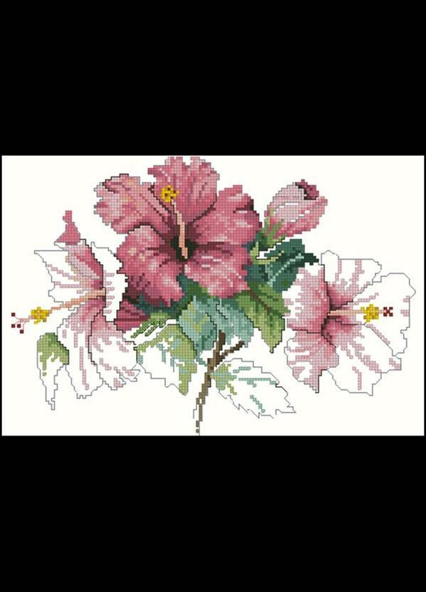 Набор для вышивки крестиком. Размер: 24*16 см Гибискус Лоскуток (315355959)