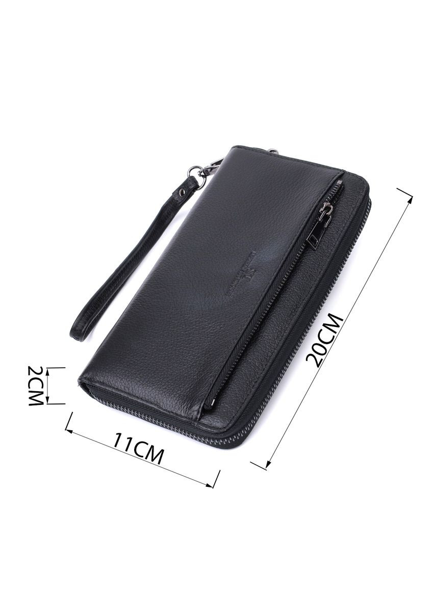 Чоловічий клатч для документів з натуральної шкіри з ручкою та ремінцем чорний (sku_22681) No Brand (328922775)