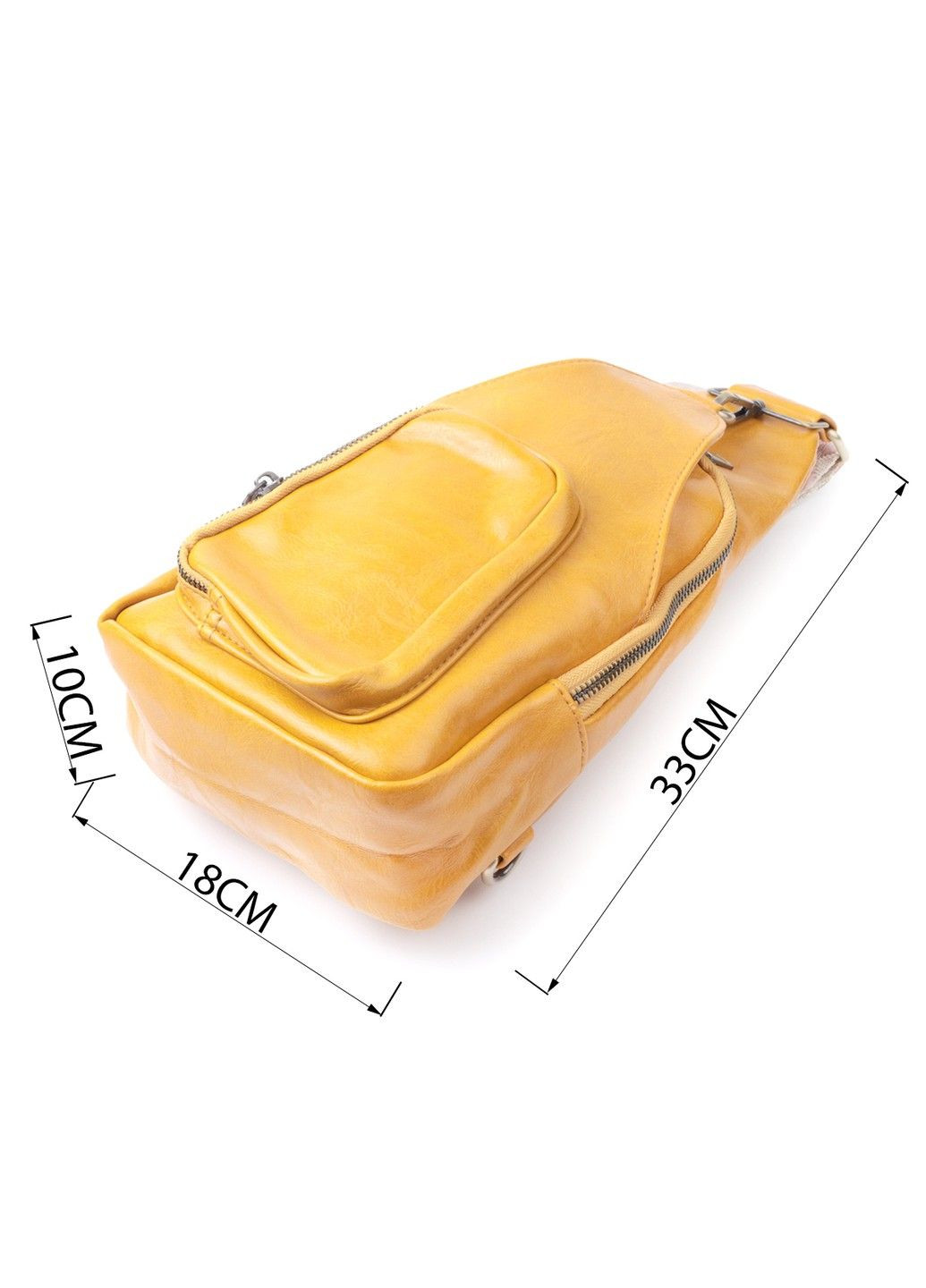 Яркая женская сумка из экокожи с акцентом на текстильную лямку 22775 Желтый Vintage (303877192)