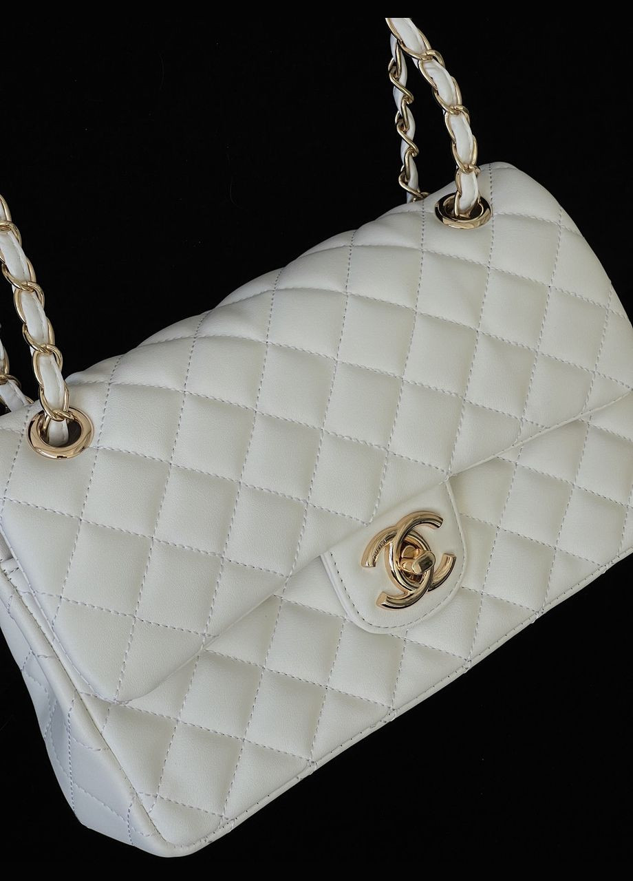 Сумка жіноча клатч через плече Classic Double Flap Bag біле золото No Brand (322464900)