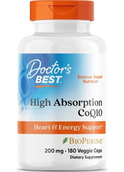 Коэнзим Q10 High Absorption CoQ10 with BioPerine 200мг 180 капс Doctor's Best (357339776)