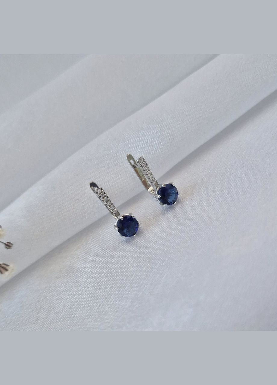 Серебряные серёжки серьги с Синими камнями серебро 925 пробы Родированное 82112с 2.50г No Brand (306741353)