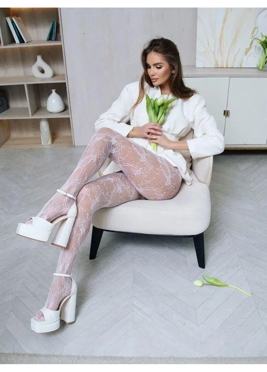 Ефектні колготки в дрібну сітку Ажур, Жіночі колготи ажурні, Еротичні колготки розмір універсал No Brand колготки в дрібну сітку Ажур білі (360428750)