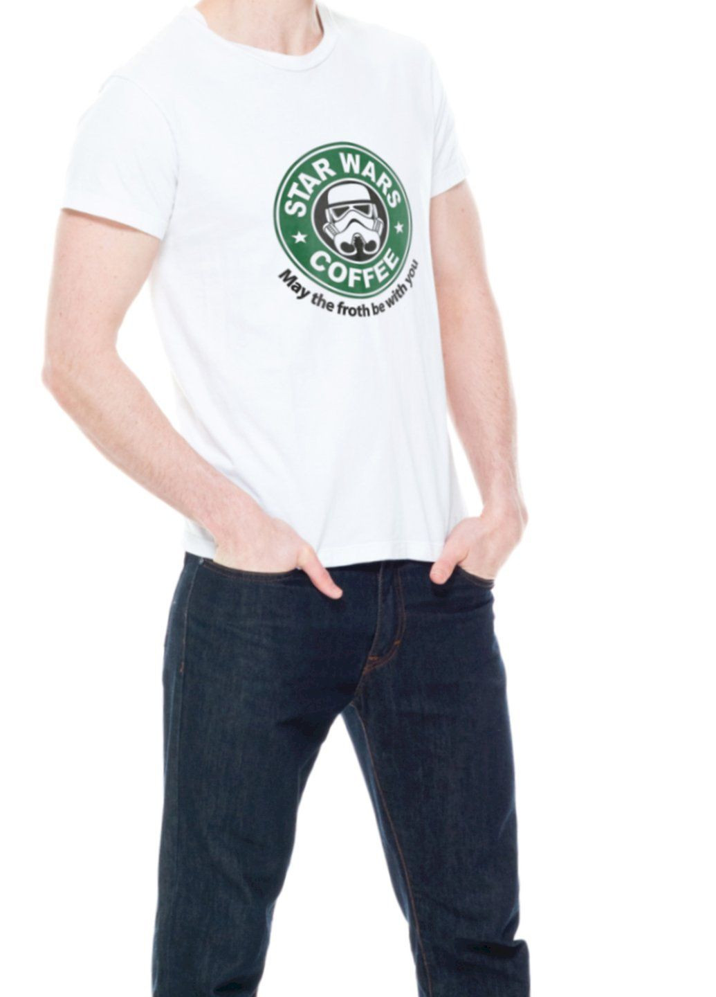 Белая футболка мужская белая "star wars coffee" Trace of Space