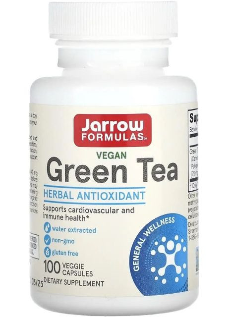 Екстракт зеленого чая Green Tea 500 мг 100 капс Jarrow Formulas (357342891)