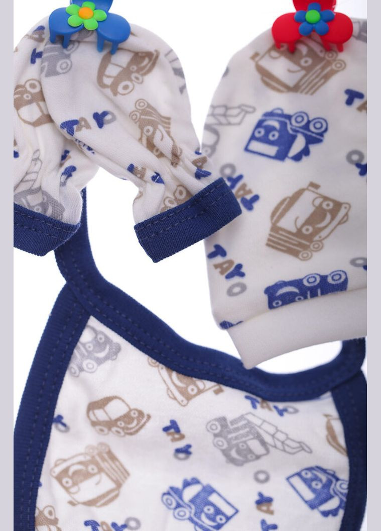 Білий демісезонний трикотажний комплект для хлопчика в коробці car синій 62 см (40200) BABYKROHA