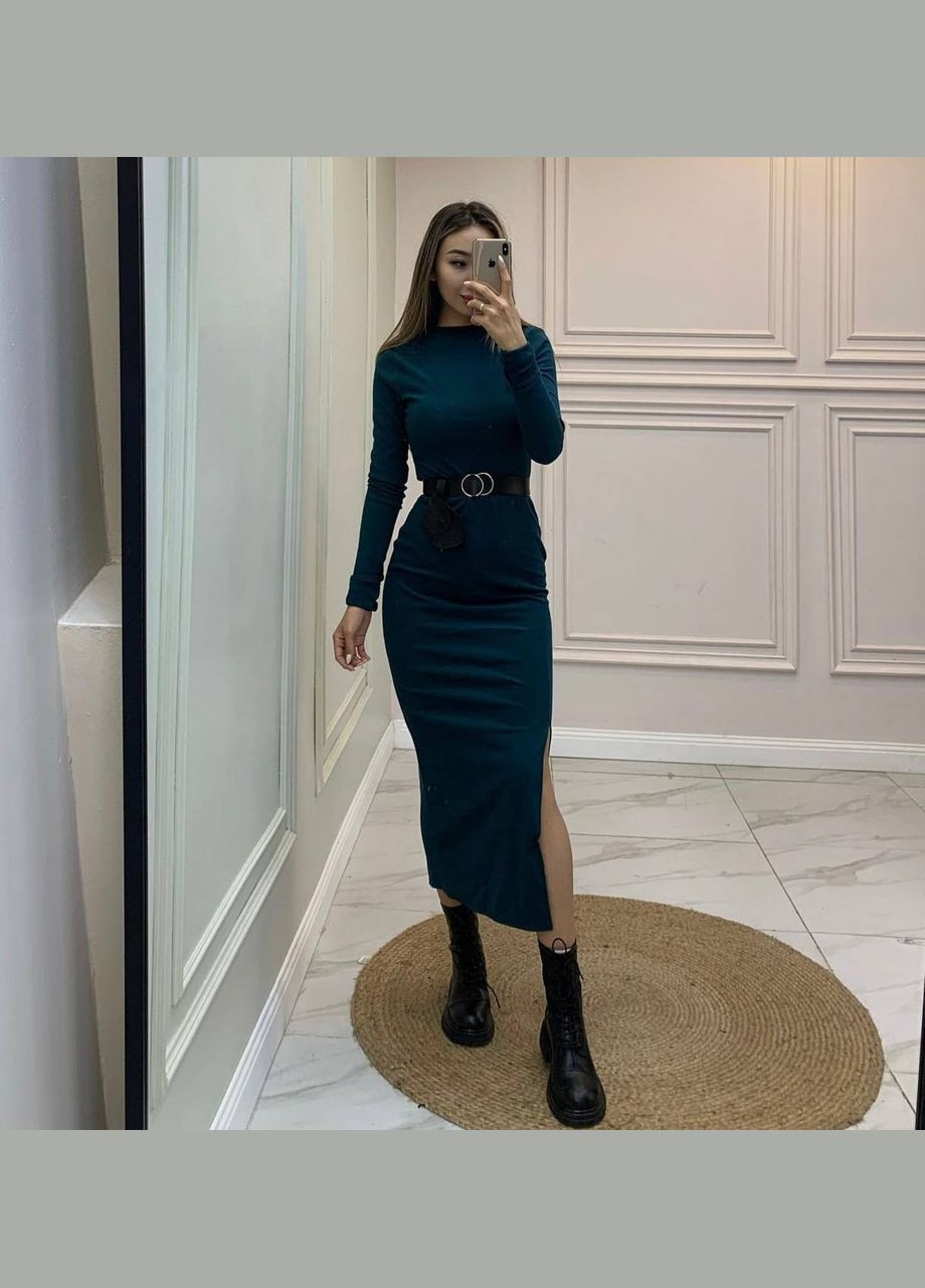 Синя коктейльна, ділова, повсякденний, кежуал, джинсова, вечірня сукня жіноча No Brand однотонна