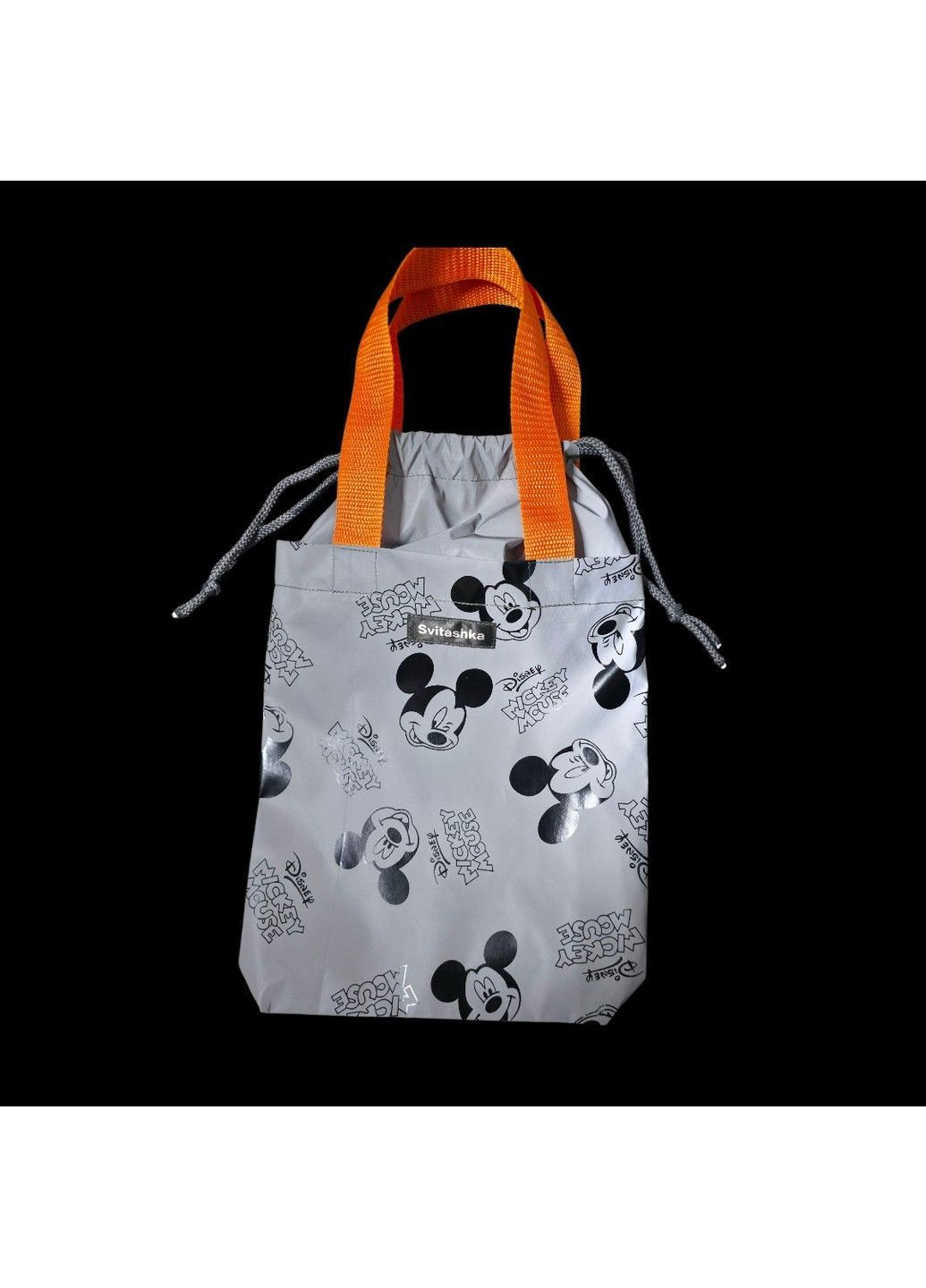 Светоотражающий шопер Мини на завязках "Микки" с оранжевыми ручками Svitashka (365656555)