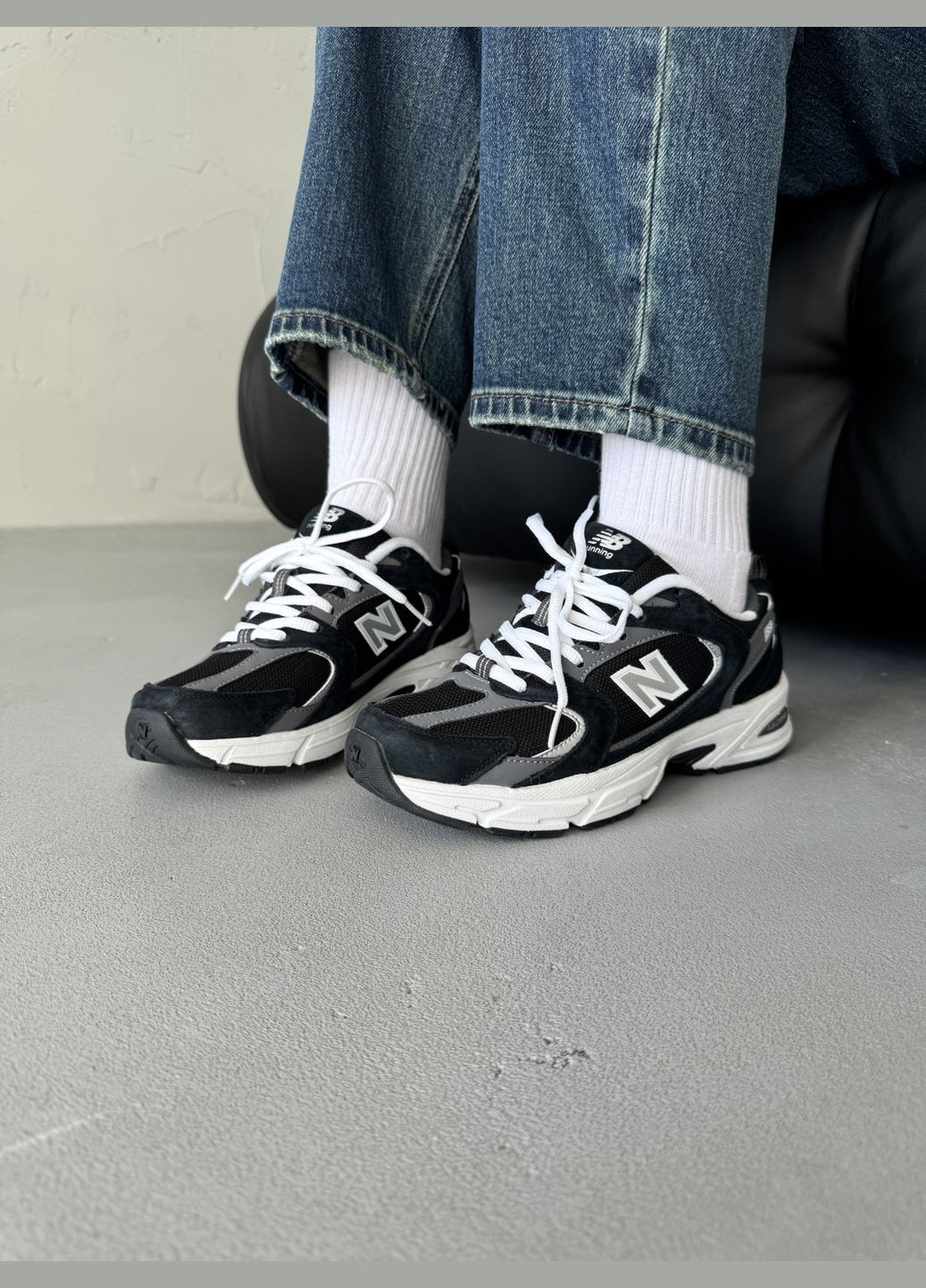 Кроссовки женские и мужские New Balance 530 black white | Нью Беланс 530 черные белые No Brand чёрные демисезоны (316091164)