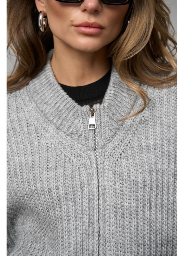 Серое Полупальто на молнии 2830 Бронзовый Triko Bakh