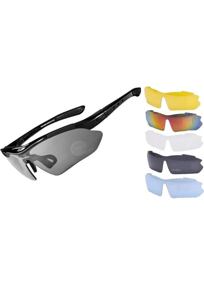 Спортивные очки Polarized UV400 с 5 линзами Черный (050411) Rockbros (333707671)