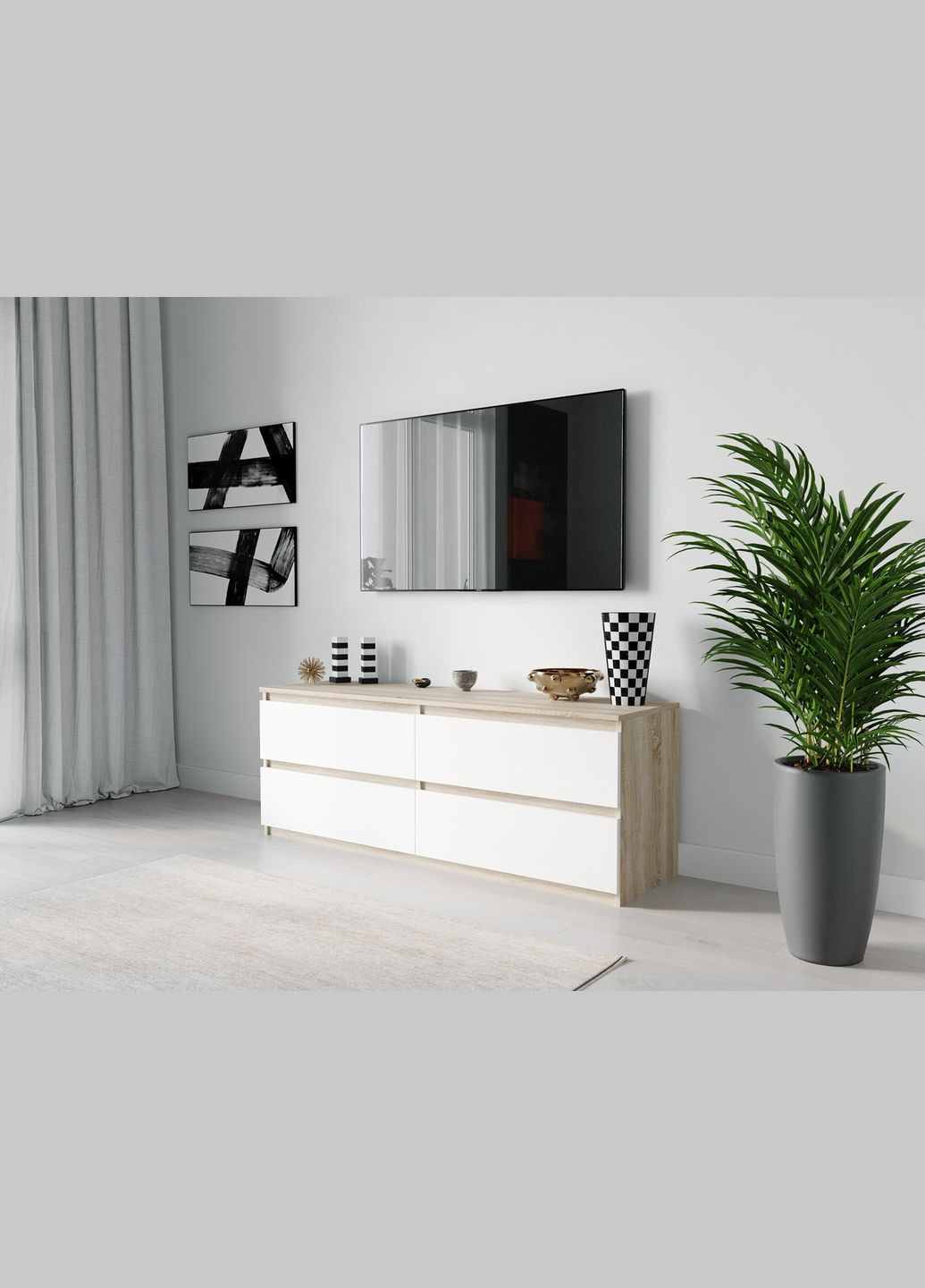 ТВ тумба ST-223 Ш1400/В530/Г400 Дуб сонома-Белый MORELI (313859679)