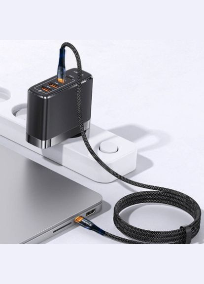 Дата кабель USBC to USB-C 1.2m 5A 100W transparent head (CW-CBPDCC053-BK) Colorway usb-c to usb-c 1.2m 5a 100w transparent head (268141180)