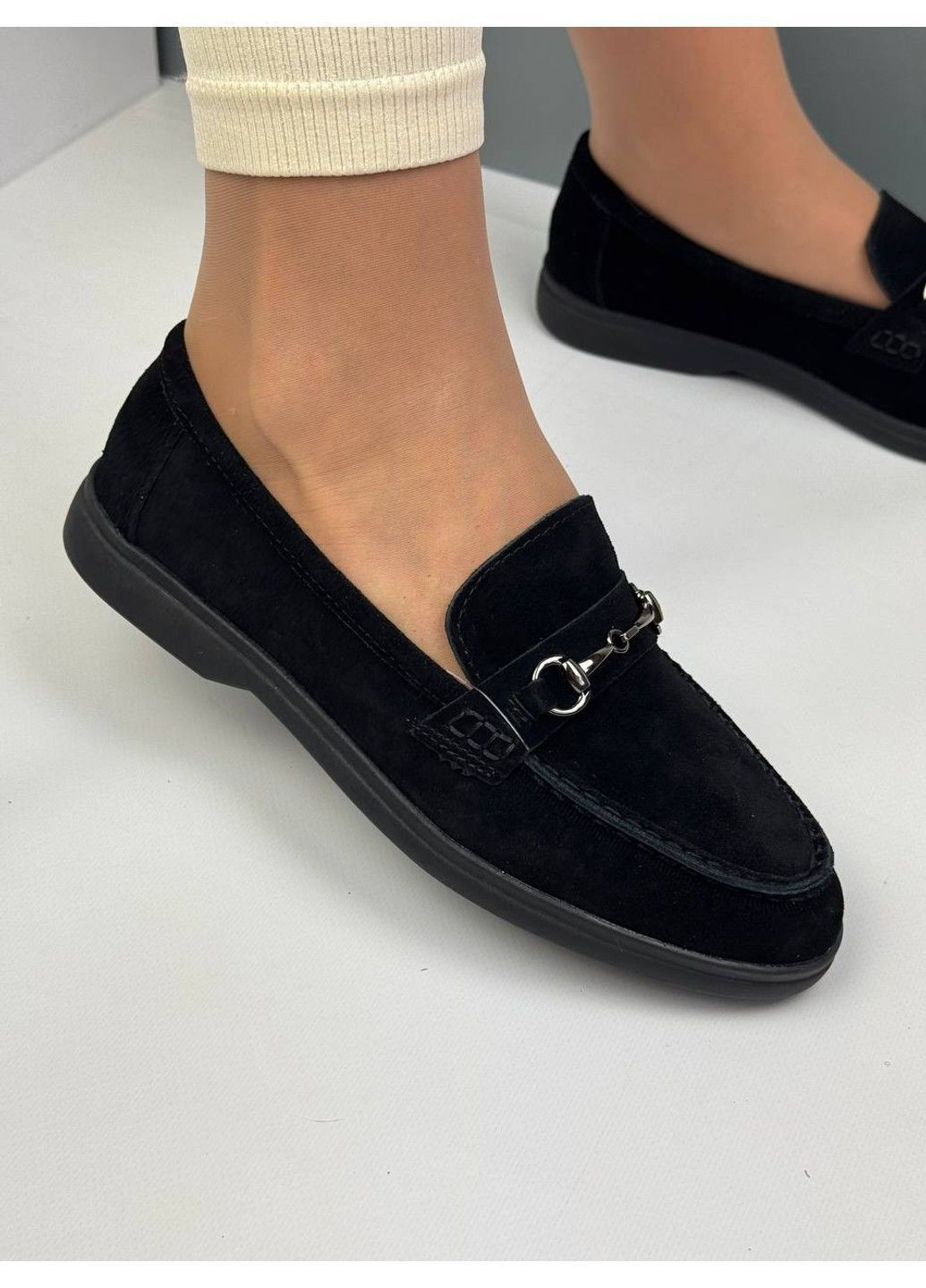 VIKA 498 Лофери Замшеві Чорні з прикрасою чорний з натуральна замша, туреччина — демісезон (372384876)